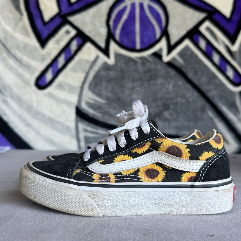 Size 12.5c - Vans Shoes Kids Sunflower Old Skool Skate Sneakers Suede Lace Up